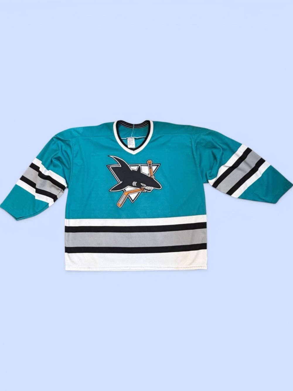 NHL Jersey San Jose Sharks CCM Maska Teal Black White Sz XXL Hockey Jersey VTG - Picture 7 of 11